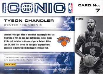 2012-13 Panini Absolute - Iconic Materials Autographs Prime #7 Tyson Chandler Back