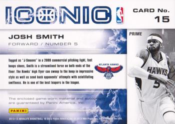 2012-13 Panini Absolute - Iconic Materials Autographs Prime #15 Josh Smith Back