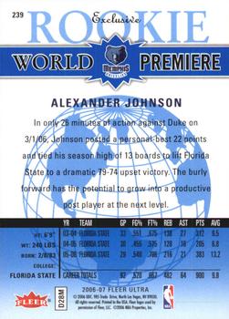 2006-07 Ultra - Target Exclusive World Premiere #239 Alexander Johnson Back