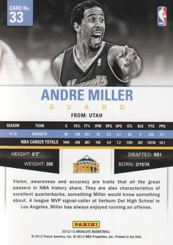 2012-13 Panini Absolute - Spectrum Gold #33 Andre Miller Back