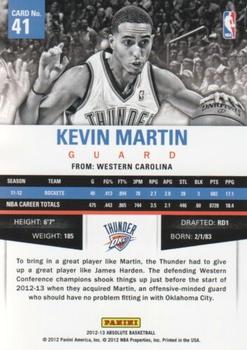 2012-13 Panini Absolute - Spectrum Gold #41 Kevin Martin Back
