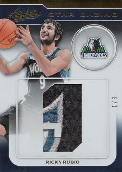 2012-13 Panini Absolute - Star Gazing Jersey Number Materials Prime #14 Ricky Rubio Front