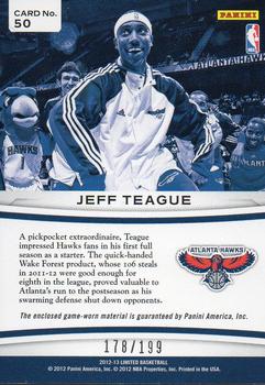 2012-13 Panini Limited - Center Stage Materials #50 Jeff Teague Back
