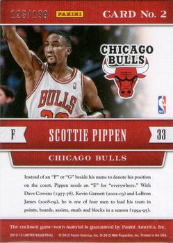 2012-13 Panini Limited - Curtain Call Materials #2 Scottie Pippen Back
