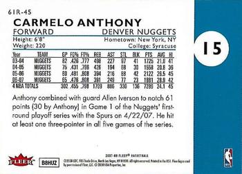 2007-08 Fleer - 61-62 Retro #61R-45 Carmelo Anthony Back
