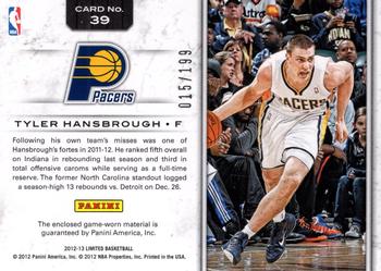 2012-13 Panini Limited - Performers Materials #39 Tyler Hansbrough Back