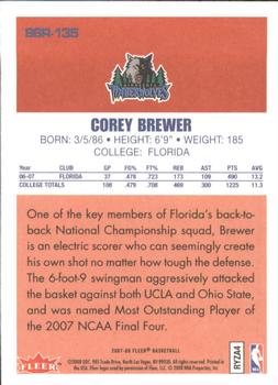 2007-08 Fleer - 86-87 Retro Rookies #86R-135 Corey Brewer Back