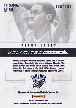 2012-13 Panini Limited - Unlimited Potential Signatures #44 Perry Jones Back