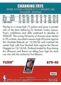 2007-08 Fleer - 87-88 Retro #87R-40 Channing Frye Back