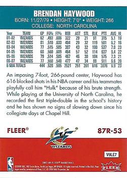 2007-08 Fleer - 87-88 Retro #87R-53 Brendan Haywood Back