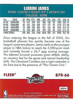 2007-08 Fleer - 87-88 Retro #87R-66 LeBron James Back