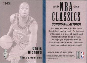 2007-08 Fleer - NBA Classics #TT-CR Chris Richard Back
