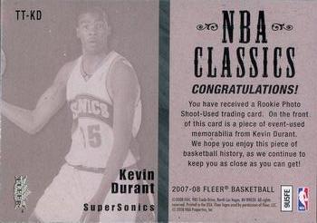 2007-08 Fleer - NBA Classics #TT-KD Kevin Durant Back