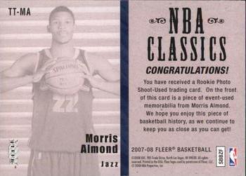 2007-08 Fleer - NBA Classics #TT-MA Morris Almond Back