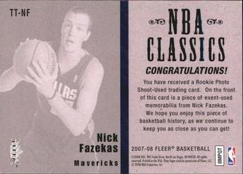 2007-08 Fleer - NBA Classics #TT-NF Nick Fazekas Back