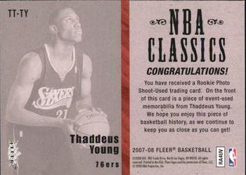 2007-08 Fleer - NBA Classics #TT-TY Thaddeus Young Back