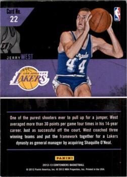 2012-13 Panini Contenders - Legendary Contenders #22 Jerry West Back