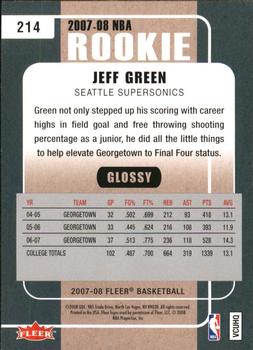 2007-08 Fleer - Glossy #214 Jeff Green Back