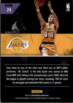 2012-13 Panini Contenders - Playoff Contenders #24 Jerry West Back