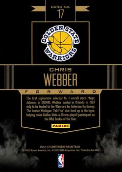 2012-13 Panini Contenders - Rookie Remembrance #17 Chris Webber Back