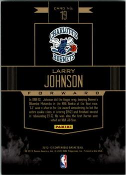 2012-13 Panini Contenders - Rookie Remembrance #19 Larry Johnson Back