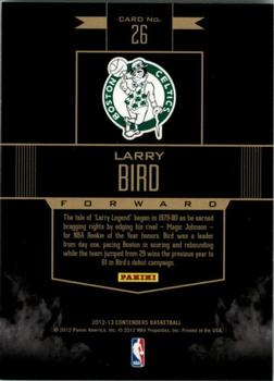 2012-13 Panini Contenders - Rookie Remembrance #26 Larry Bird Back