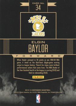 2012-13 Panini Contenders - Rookie Remembrance #34 Elgin Baylor Back