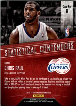 2012-13 Panini Contenders - Statistical Contenders #8 Chris Paul Back