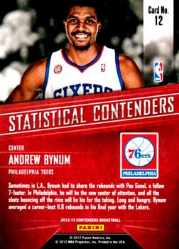 2012-13 Panini Contenders - Statistical Contenders #12 Andrew Bynum Back