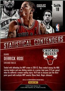 2012-13 Panini Contenders - Statistical Contenders #18 Derrick Rose Back