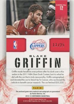 2012-13 Panini Contenders - Substantial Signatures Materials #12 Blake Griffin Back