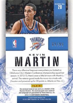 2012-13 Panini Contenders - Substantial Signatures Materials #20 Kevin Martin Back