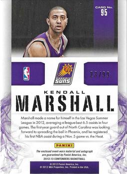 2012-13 Panini Contenders - Substantial Signatures Materials #95 Kendall Marshall Back