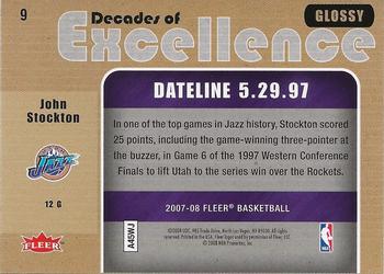 2007-08 Fleer - Decades of Excellence Glossy #9 John Stockton Back