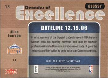 2007-08 Fleer - Decades of Excellence Glossy #18 Allen Iverson Back
