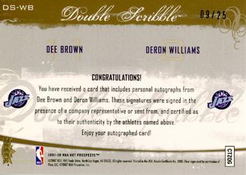 2007-08 Fleer Hot Prospects - Double Scribble #DS-WB Deron Williams / Dee Brown Back