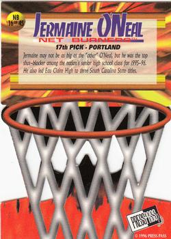 1996 Press Pass - Net Burners #NB 16 Jermaine O'Neal Back