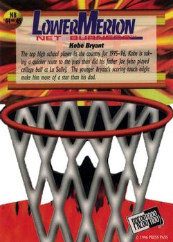1996 Press Pass - Net Burners #NB 44 Kobe Bryant Back