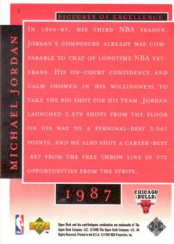 1998 Upper Deck Michael Jordan Career Collection #2 Michael Jordan/Pictures of Excellence 1987 Back