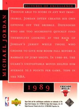 1998 Upper Deck Michael Jordan Career Collection #3 Michael Jordan/Pictures of Excellence 1989 Back