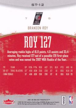 2007-08 Fleer Hot Prospects - Stat Tracker #ST-12 Brandon Roy Back