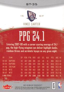 2007-08 Fleer Hot Prospects - Stat Tracker #ST-35 Vince Carter Back