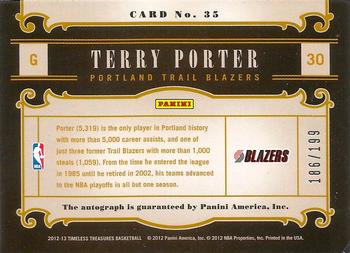 2012-13 Panini Timeless Treasures - Timeless Signatures #35 Terry Porter Back