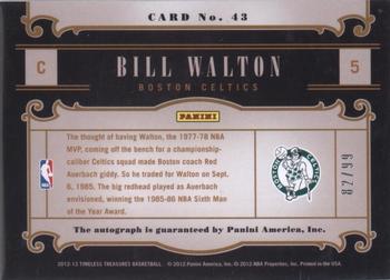 2012-13 Panini Timeless Treasures - Timeless Signatures #43 Bill Walton Back