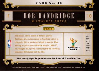 2012-13 Panini Timeless Treasures - Timeless Signatures #48 Bob Dandridge Back