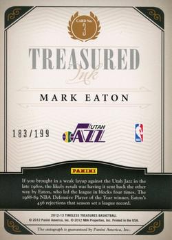 2012-13 Panini Timeless Treasures - Treasured Ink #3 Mark Eaton Back