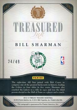 2012-13 Panini Timeless Treasures - Treasured Ink #20 Bill Sharman Back