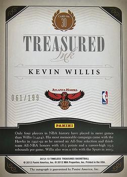 2012-13 Panini Timeless Treasures - Treasured Ink #30 Kevin Willis Back