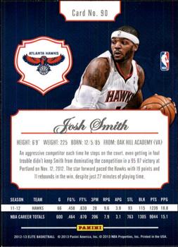 2012-13 Panini Elite #90 Josh Smith Back
