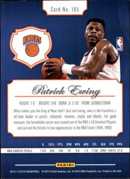 2012-13 Panini Elite #185 Patrick Ewing Back